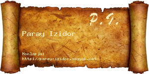 Paray Izidor névjegykártya